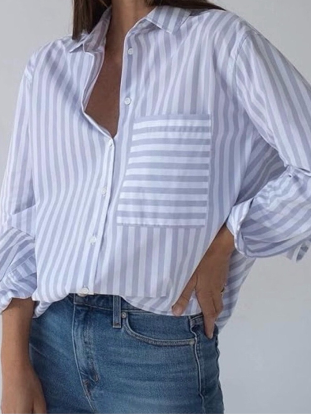 AYR The Deep End Boxy Stripes Shirt in Grape Soda Purple sz M
